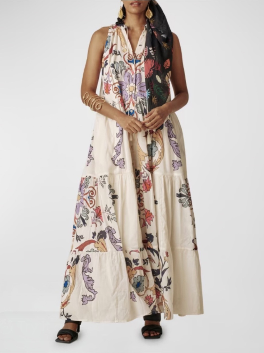 Carolina K Sleeveless Floral Maxi Dress with pockets XS